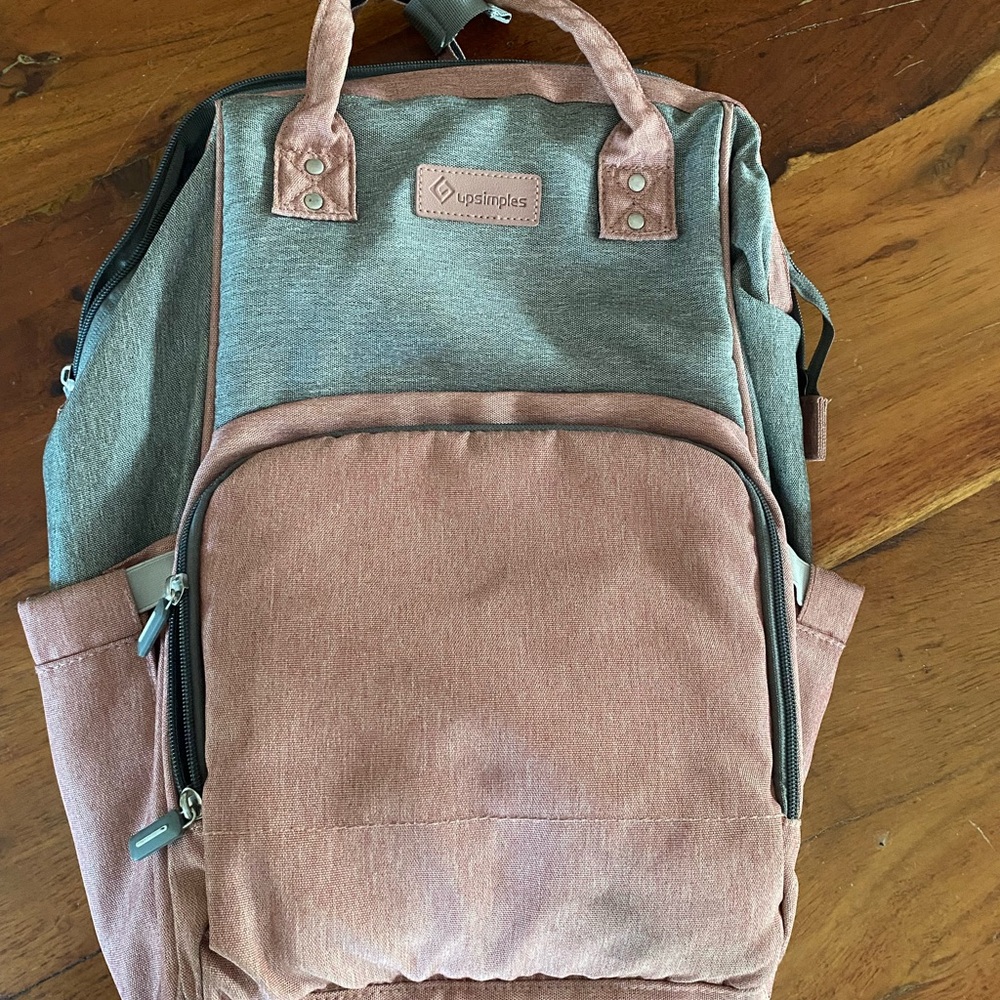 Upsimples Gray and Pink Backpack diaper bag perfect condition